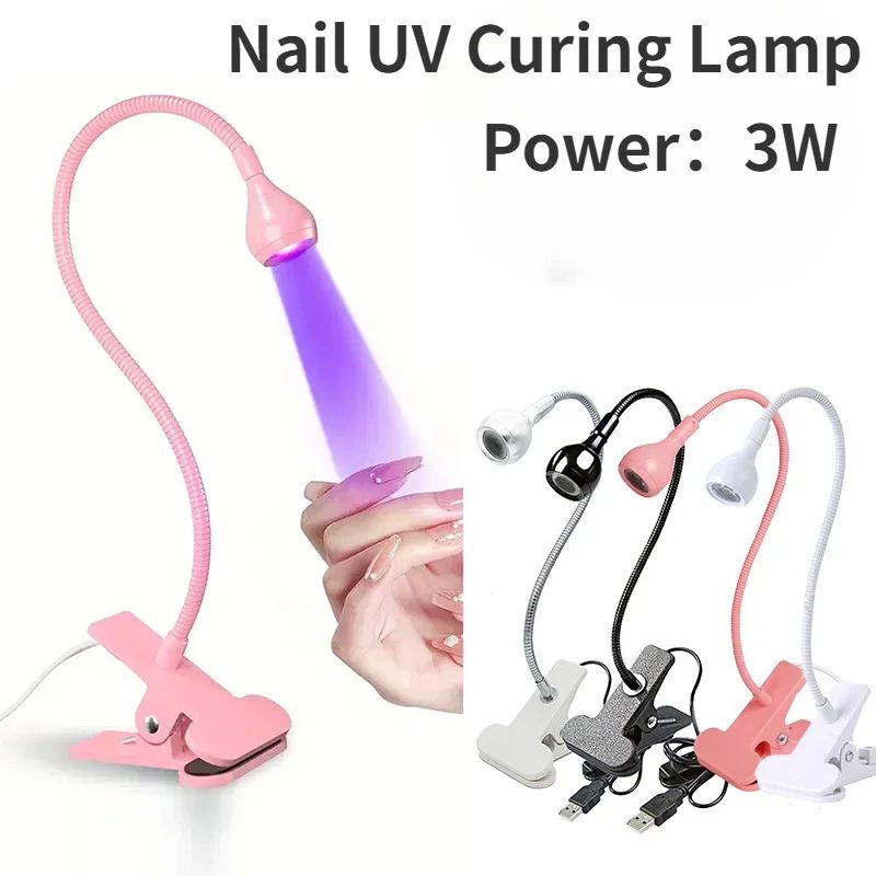 Nail Dryer Light UV Nail lamp 395nm Wavelength Clip-on Desk Mini USB For Gel Nails ongle Manicure Salon Tools  UV Lamp for Nails Rotatable Flash Cure Light for Salon Nail DIY Home Nail Art Equipment