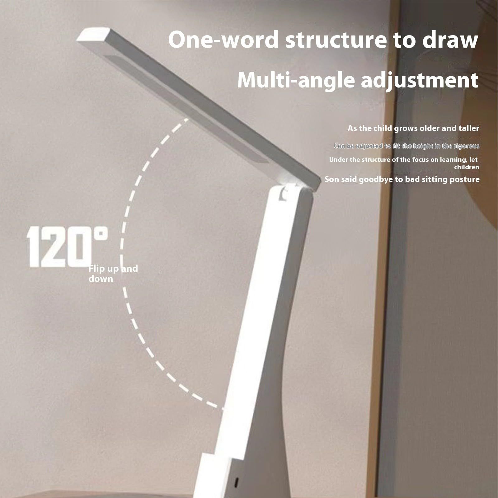 Foldable LED Eye Protection Desk Lamp, Book Study Light, Rechargeable and USB Charging Reading Light, Touch Control, Adjustable Warm and Cool Color Modes for Bedroom, Dorm, Study Nook