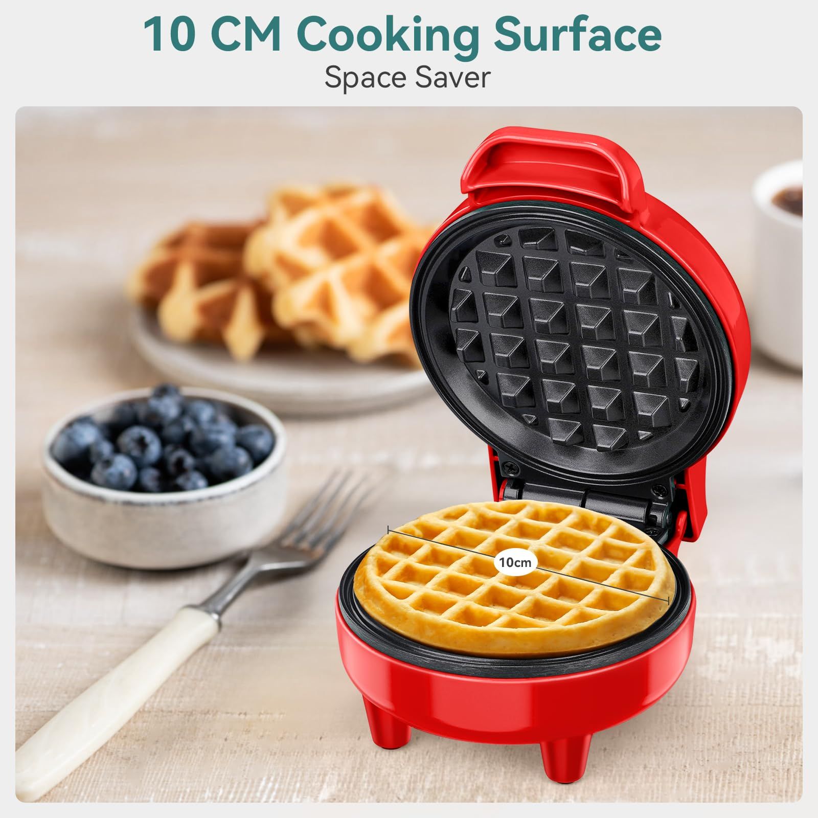 Portable Waffle Maker - Mini Non-Stick Waffle Iron, Compact, 350W, Easy Clean, Sweet Or Savoury Treats, Small Kitchen Appliances, Electric Pancake Maker For Commercial Or Home Use