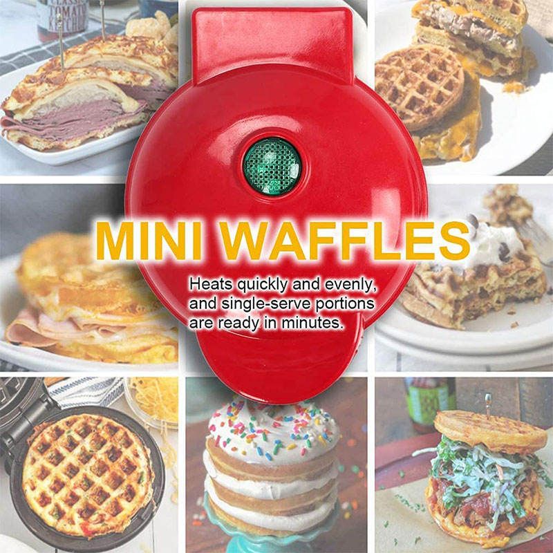 Portable Waffle Maker - Mini Non-Stick Waffle Iron, Compact, 350W, Easy Clean, Sweet Or Savoury Treats, Small Kitchen Appliances, Electric Pancake Maker For Commercial Or Home Use