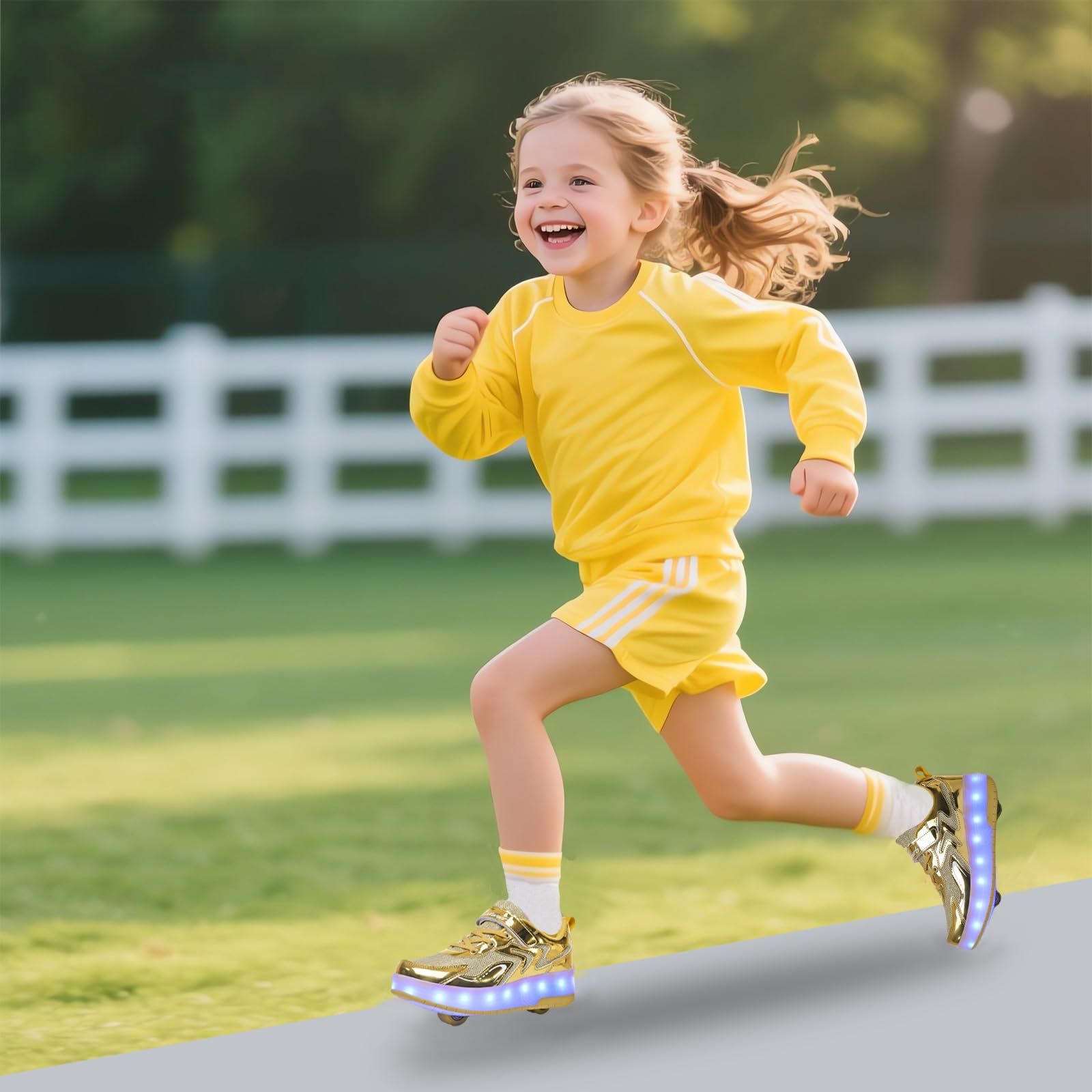 Roller Shoes USB Charging LED Lights Up Sneakers with Wheels Removable Lightweight Roller Skates Boys Beginners Trainers Skate Comfortable Sports Footwear Athletic USB Charge Sneaker Unisex Kids Gifts