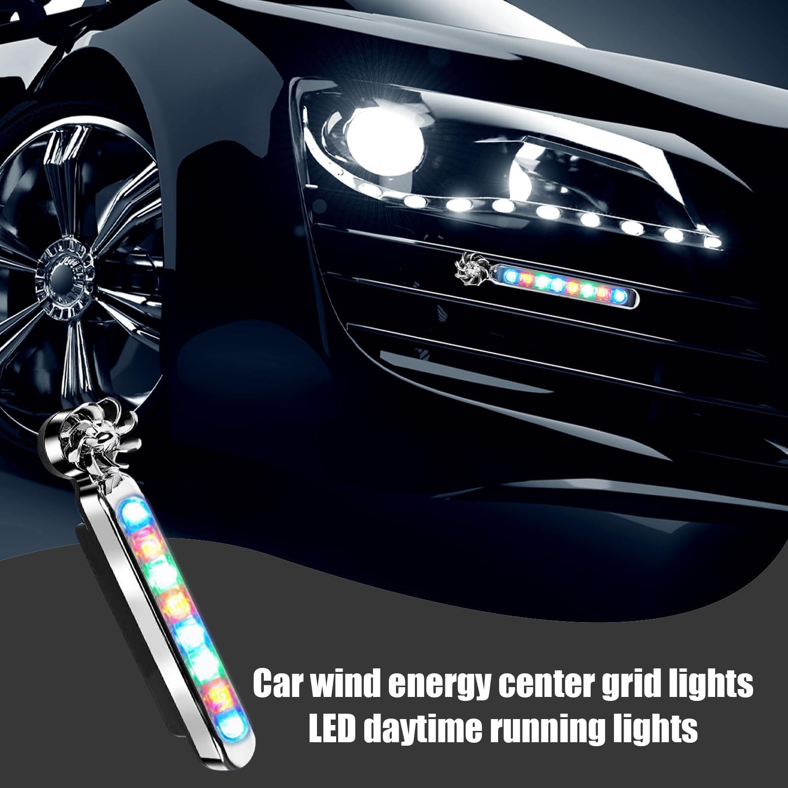 Wind Powered LED Lights,Car Wind Powered Light Energy Power Light Powered Exterior Light, Wind Powered Daytime Running Light for Car Motorbike and Bicycle, 8 LED Waterproof