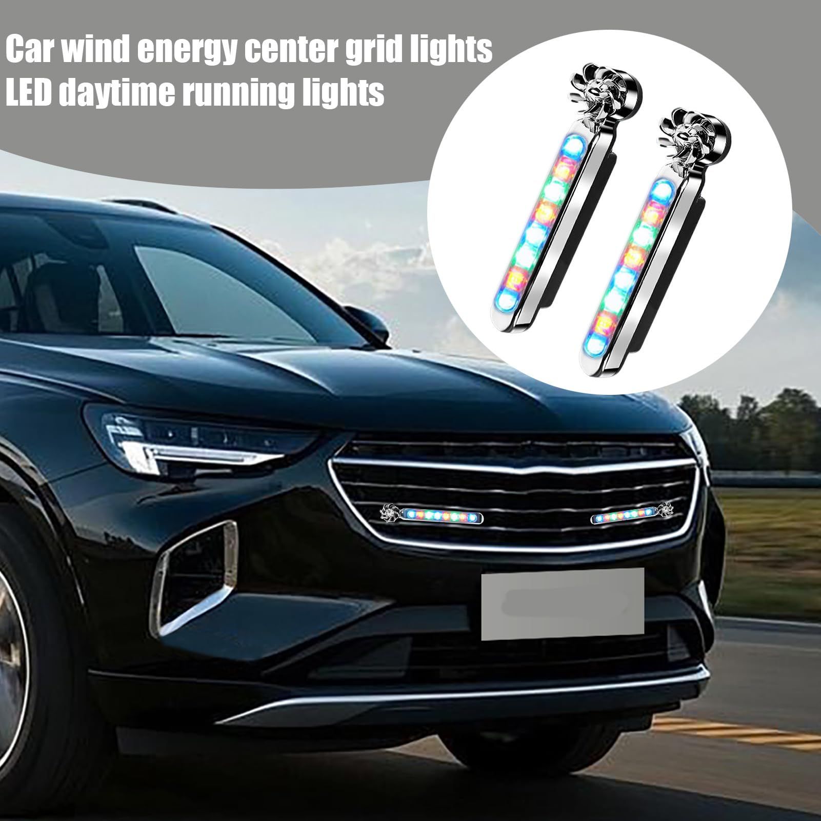 Wind Powered LED Lights,Car Wind Powered Light Energy Power Light Powered Exterior Light, Wind Powered Daytime Running Light for Car Motorbike and Bicycle, 8 LED Waterproof