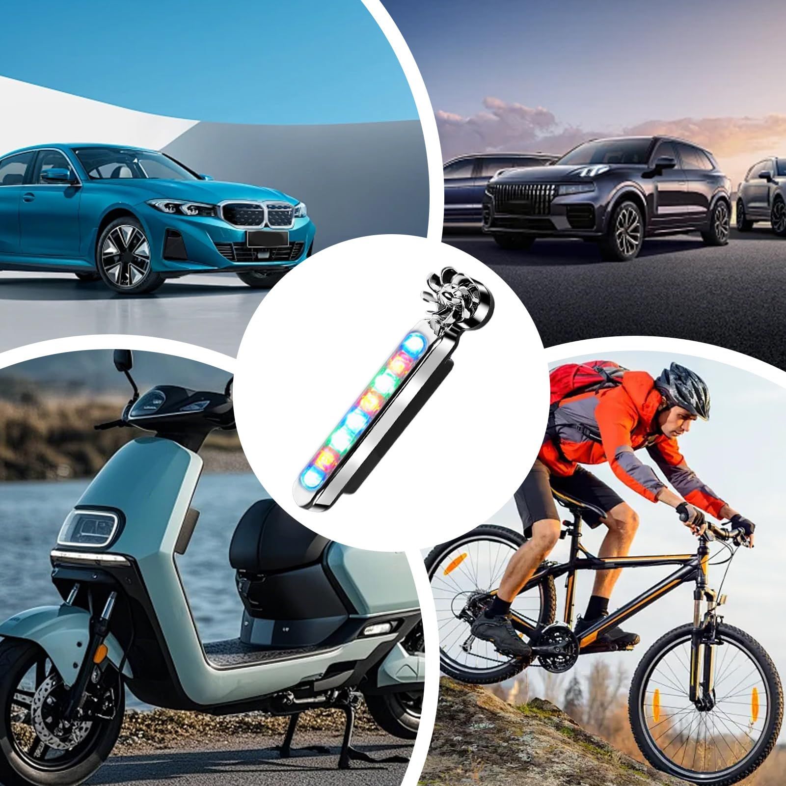 Wind Powered LED Lights,Car Wind Powered Light Energy Power Light Powered Exterior Light, Wind Powered Daytime Running Light for Car Motorbike and Bicycle, 8 LED Waterproof