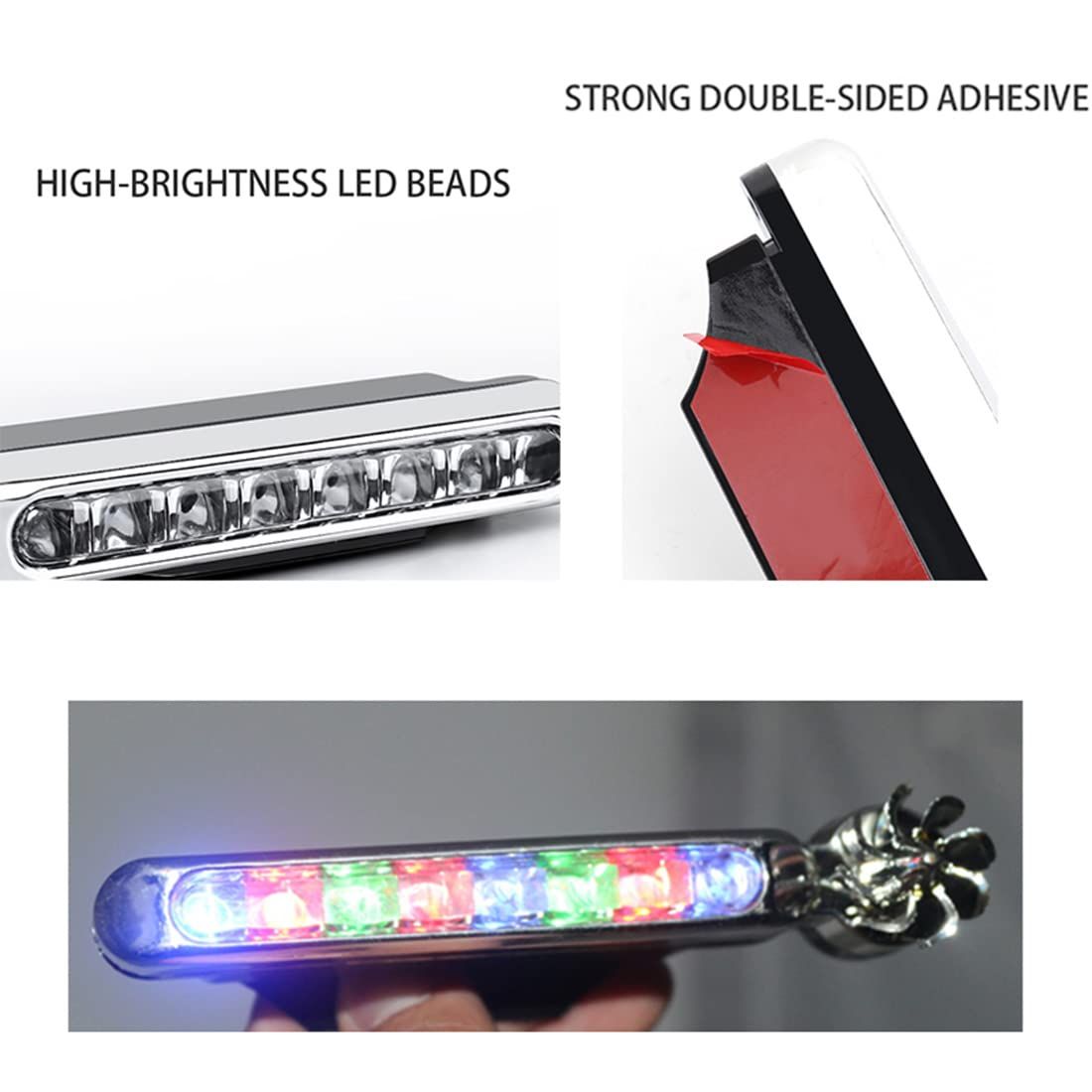 Wind Powered LED Lights,Car Wind Powered Light Energy Power Light Powered Exterior Light, Wind Powered Daytime Running Light for Car Motorbike and Bicycle, 8 LED Waterproof