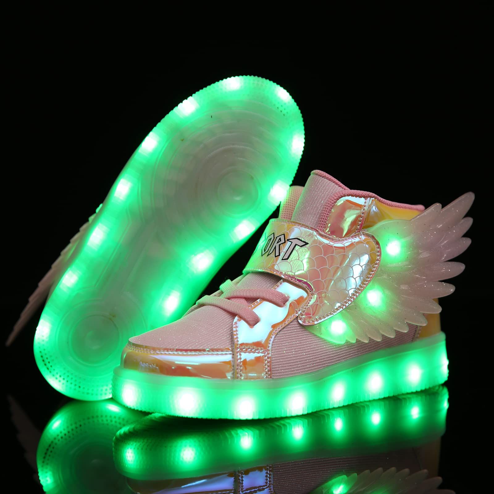 USB Charge LED Lights Up Shoes Kids Light up Trainers Light up Shoes USB Charging Flashing Trainers Wings High-Top LED Sneakers for Girls Boys Unisex Kids Fesitive Christmas Birthday Great Gift