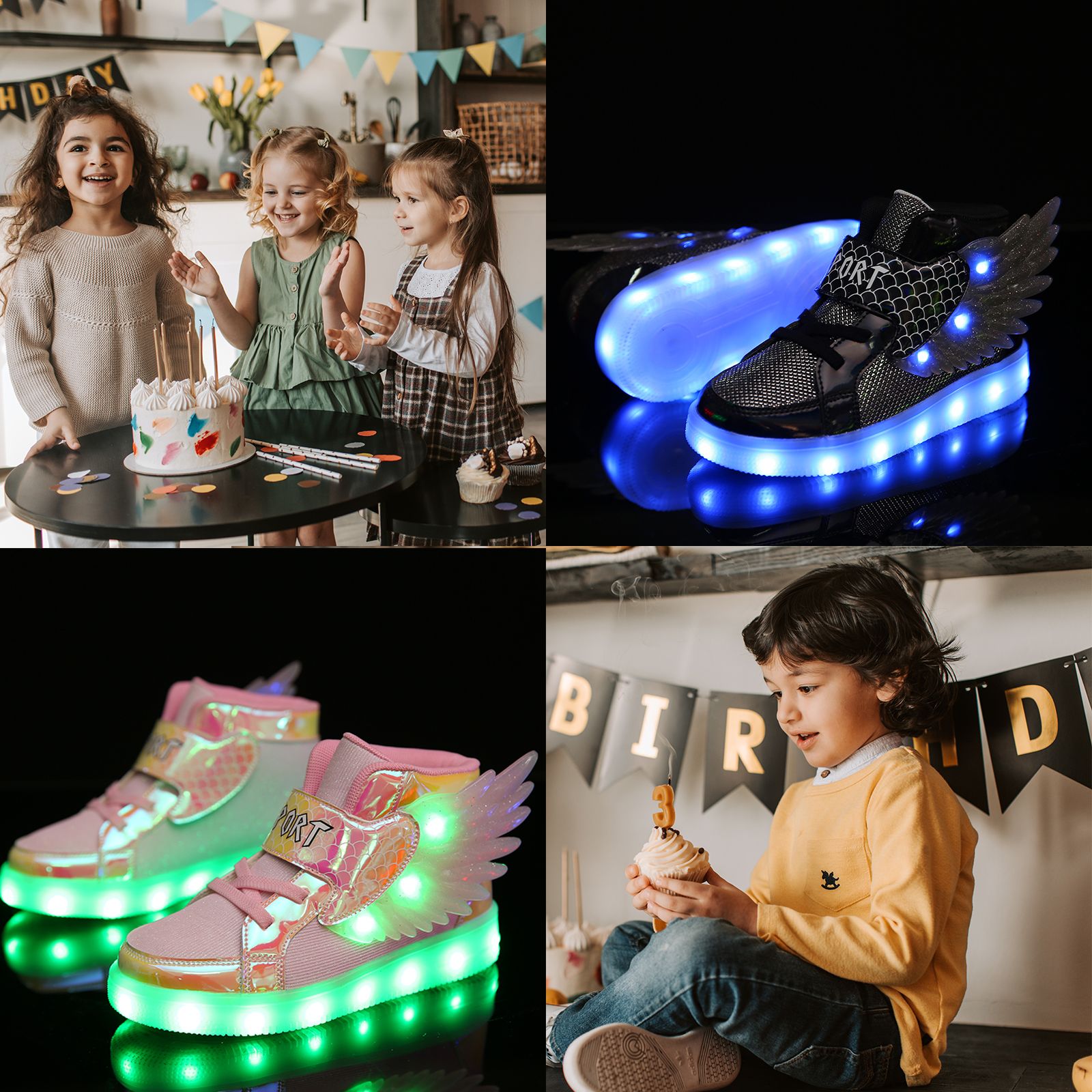 USB Charge LED Lights Up Shoes Kids Light up Trainers Light up Shoes USB Charging Flashing Trainers Wings High-Top LED Sneakers for Girls Boys Unisex Kids Fesitive Christmas Birthday Great Gift