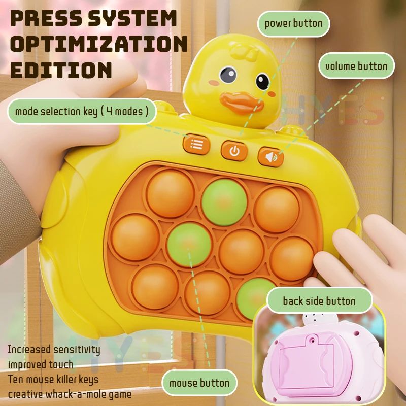 Upgraded Electronic Pop Push Quick Push Game Portable Handle Toys Pop Up Light Fidget Fun Puzzle Anti-Stress Game Machine Toy Gifts For Kids Adults