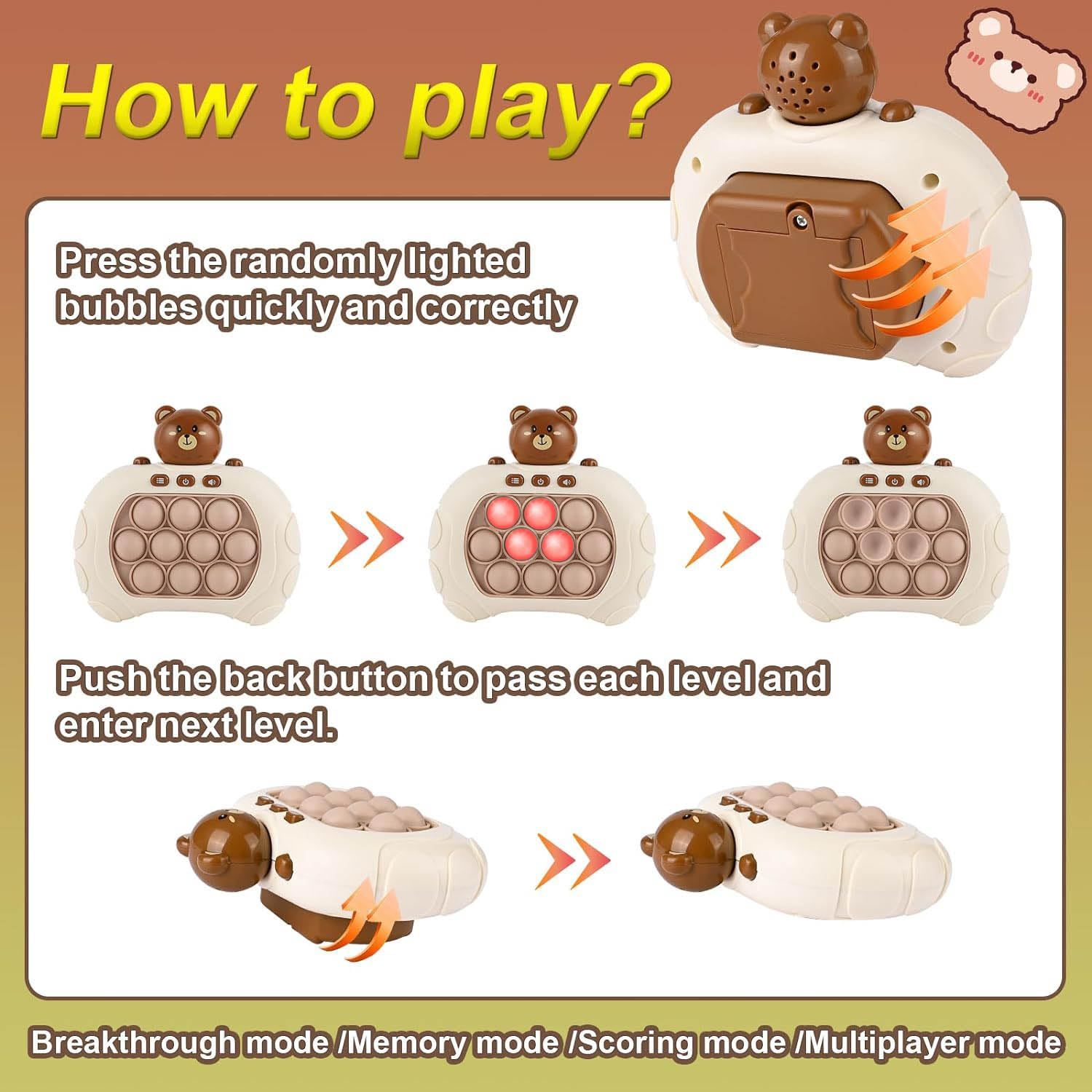 Upgraded Electronic Pop Push Quick Push Game Portable Handle Toys Pop Up Light Fidget Fun Puzzle Anti-Stress Game Machine Toy Gifts For Kids Adults