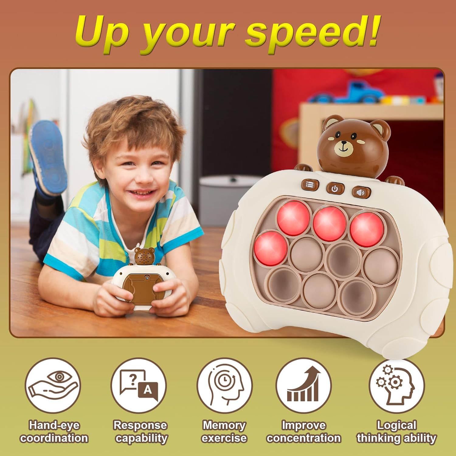 Upgraded Electronic Pop Push Quick Push Game Portable Handle Toys Pop Up Light Fidget Fun Puzzle Anti-Stress Game Machine Toy Gifts For Kids Adults