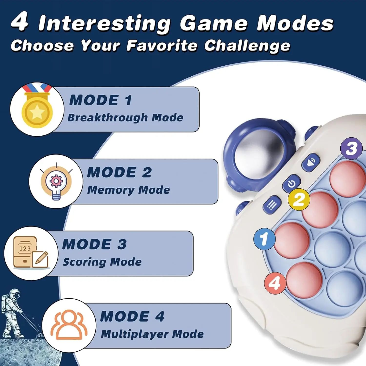 Upgraded Electronic Pop Push Quick Push Game Portable Handle Toys Pop Up Light Fidget Fun Puzzle Anti-Stress Game Machine Toy Gifts For Kids Adults