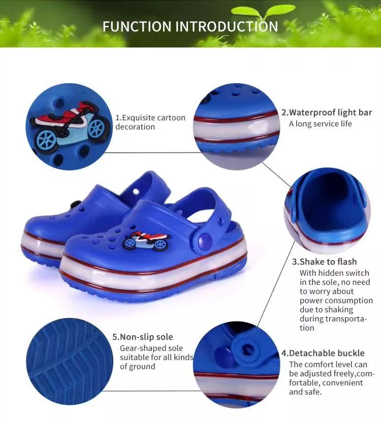 Kid's LED Clogs Boys and Girls Garden Shoes Beach Water Shoes Cute Cartoon Slides Sandals Lightweight Sandals Non-Slip LED Flashing Girl Boy Toddler Sneaker Hole Sandals Walker Children's Boots