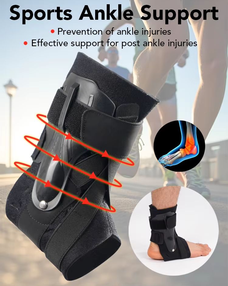 Ankle Support Brace with Side Stabilizers and Cross Auxiliary Fixing Belt Strength Protection for Sports Injury Recovery Sprain, Arthritis, Strain, Fatigue, Foot Pain Relief
