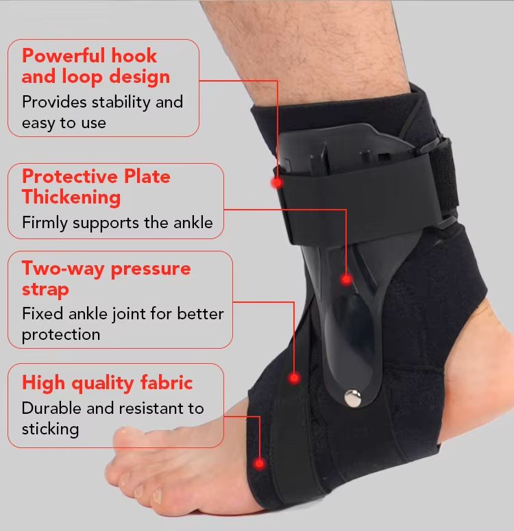 Ankle Support Brace with Side Stabilizers and Cross Auxiliary Fixing Belt Strength Protection for Sports Injury Recovery Sprain, Arthritis, Strain, Fatigue, Foot Pain Relief