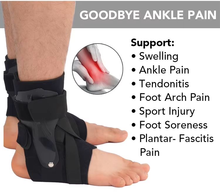 Ankle Support Brace with Side Stabilizers and Cross Auxiliary Fixing Belt Strength Protection for Sports Injury Recovery Sprain, Arthritis, Strain, Fatigue, Foot Pain Relief