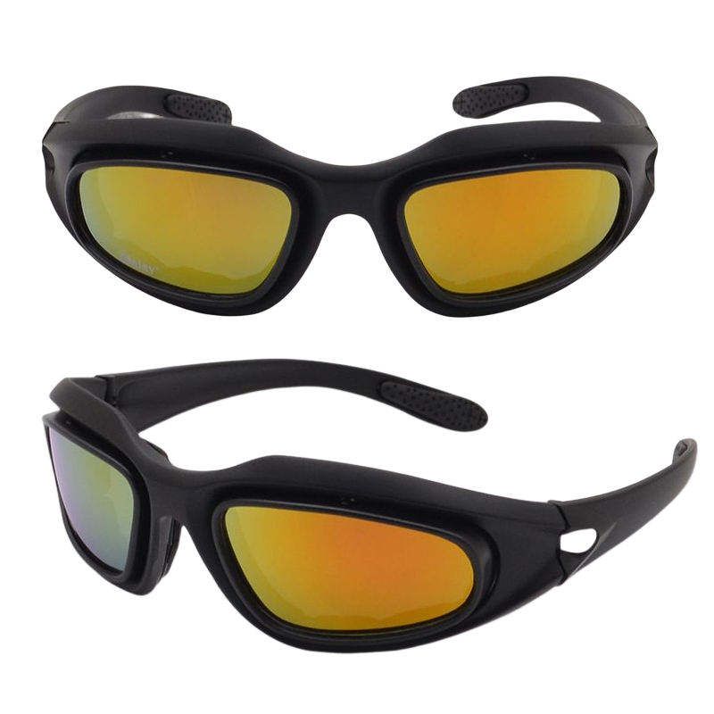 Latest Motorcycle Riding Glasses Goggles for Unisex Outdoor Activity, Windproof Anti-dust Sunglasses 4 Interchangeable Lens Kit & Case, UV400 Protective Eyewear for Driving Cycling Day and Night