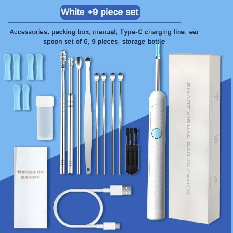 Smart Wireless Visual Ear Sticks Otoscope Endoscope Wax Removal Tool Earpick Mini Camera Health Care Ear Cleaner USB C Rechargeable Endoscope Home Convenient Ear Wax Removal Artefact