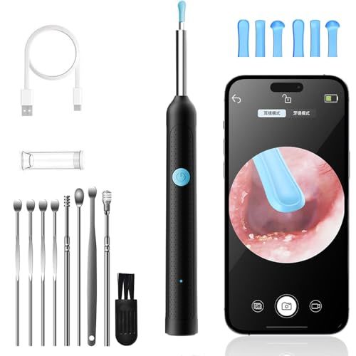 Smart Wireless Visual Ear Sticks Otoscope Endoscope Wax Removal Tool Earpick Mini Camera Health Care Ear Cleaner USB C Rechargeable Endoscope Home Convenient Ear Wax Removal Artefact