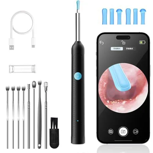 Smart Wireless Visual Ear Sticks Otoscope Endoscope Wax Removal Tool Earpick Mini Camera Health Care Ear Cleaner USB C Rechargeable Endoscope Home Convenient Ear Wax Removal Artefact