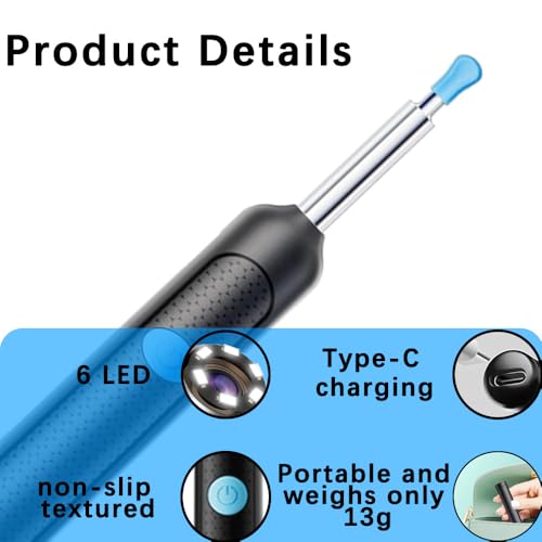 Smart Wireless Visual Ear Sticks Otoscope Endoscope Wax Removal Tool Earpick Mini Camera Health Care Ear Cleaner USB C Rechargeable Endoscope Home Convenient Ear Wax Removal Artefact