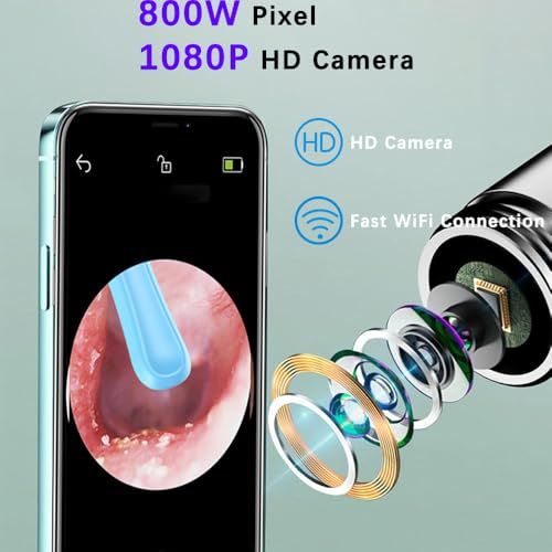 Smart Wireless Visual Ear Sticks Otoscope Endoscope Wax Removal Tool Earpick Mini Camera Health Care Ear Cleaner USB C Rechargeable Endoscope Home Convenient Ear Wax Removal Artefact