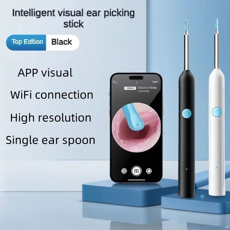 Smart Wireless Visual Ear Sticks Otoscope Endoscope Wax Removal Tool Earpick Mini Camera Health Care Ear Cleaner USB C Rechargeable Endoscope Home Convenient Ear Wax Removal Artefact