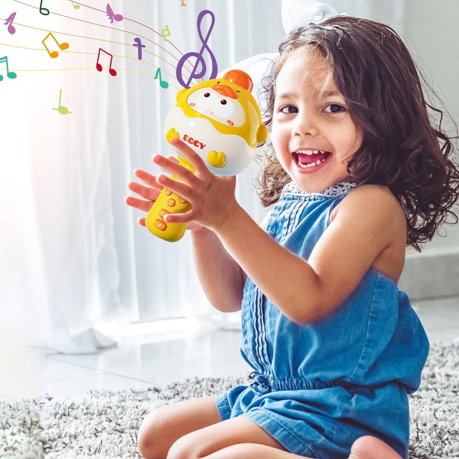 Cute Duck Karaoke Machine, Wireless Microphone, Built in Speaker, Kids Singing System, Fun Led Lights Parties, Birthdays, Indoor and Outdoor Use, Bluetooth