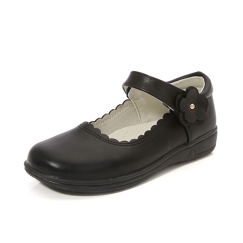 Students Leather Leather School Shoes Princess Flats Black Children's Cuhk Campus Girl's Black Single Shoes Etiquette Size 26-38