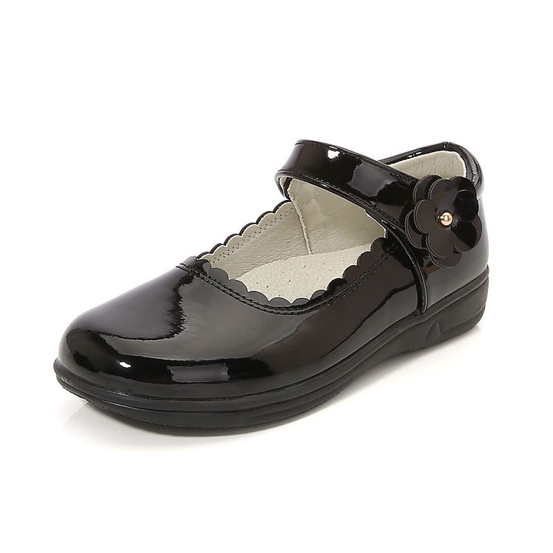 Students Leather Leather School Shoes Princess Flats Black Children's Cuhk Campus Girl's Black Single Shoes Etiquette Size 26-38