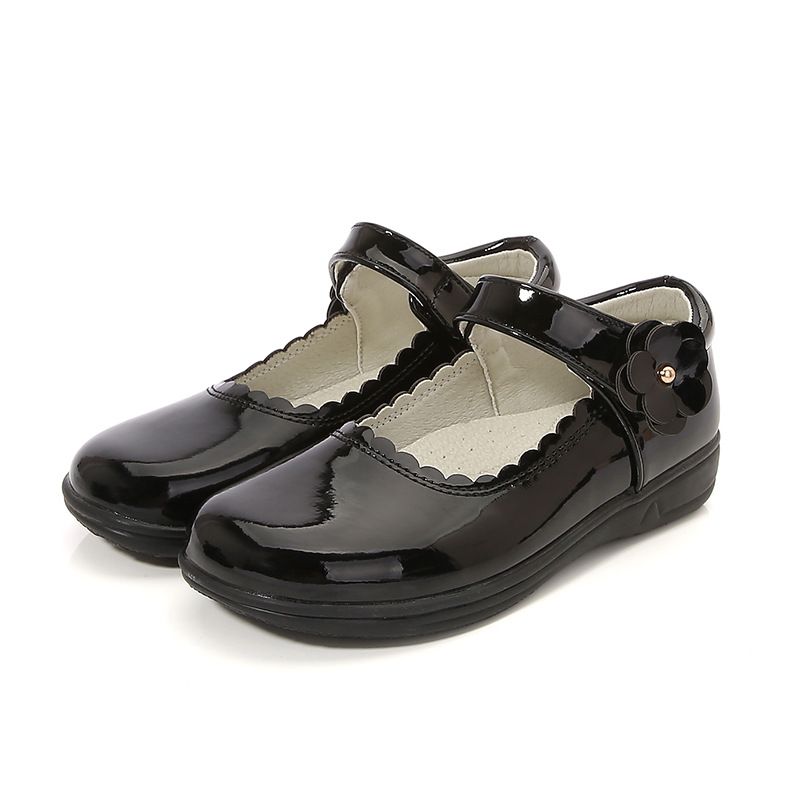 Students Leather Leather School Shoes Princess Flats Black Children's Cuhk Campus Girl's Black Single Shoes Etiquette Size 26-38