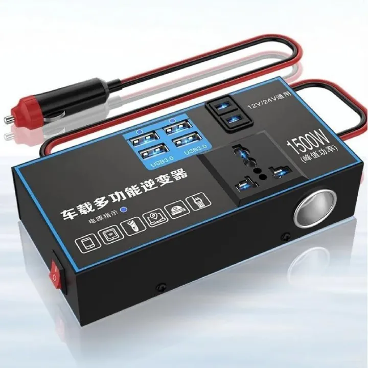 Car And Truck Inverter 12V 24V To 220V Power Converter With Dual Socket Output, USB PD Fast Charging, And Overload Protection For Vehicle Devices