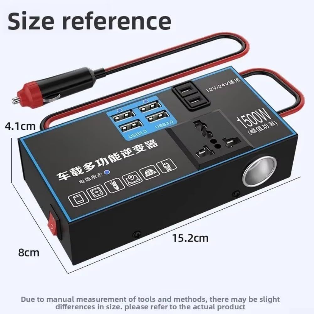 Car And Truck Inverter 12V 24V To 220V Power Converter With Dual Socket Output, USB PD Fast Charging, And Overload Protection For Vehicle Devices