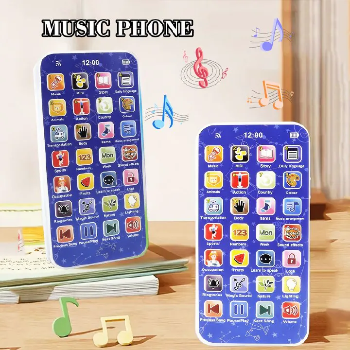 Educational Flash Cards Phone Toy for Kids | Rechargeable Talking Smart Mobile with over 24 Learning Modes | Math, Words, Animals & More | Boys Girls Age 2-12 | Birthday/Christmas Gift