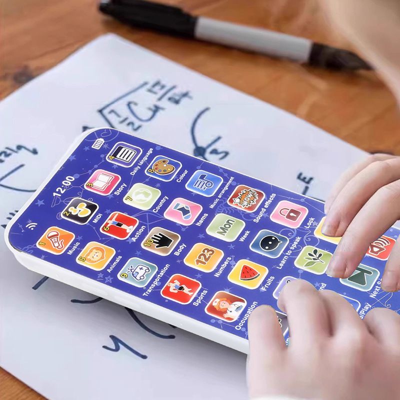 Educational Flash Cards Phone Toy for Kids | Rechargeable Talking Smart Mobile with over 24 Learning Modes | Math, Words, Animals & More | Boys Girls Age 2-12 | Birthday/Christmas Gift