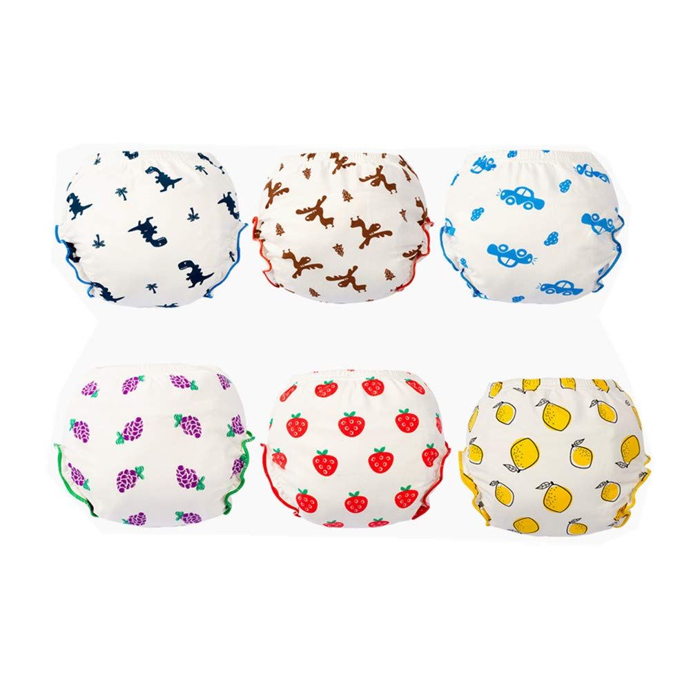 3/4/6 Pcs New Fashion Packs Potty Training Pants Reusable Morbuy Toddler Kid Boys Girls Soft Cotton Washable Anti Leakage Underwear Cute Cartoon Nappy Underpants for Unisex Baby