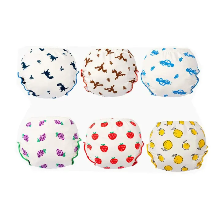 3/4/6 Pcs New Fashion Packs Potty Training Pants Reusable Morbuy Toddler Kid Boys Girls Soft Cotton Washable Anti Leakage Underwear Cute Cartoon Nappy Underpants for Unisex Baby