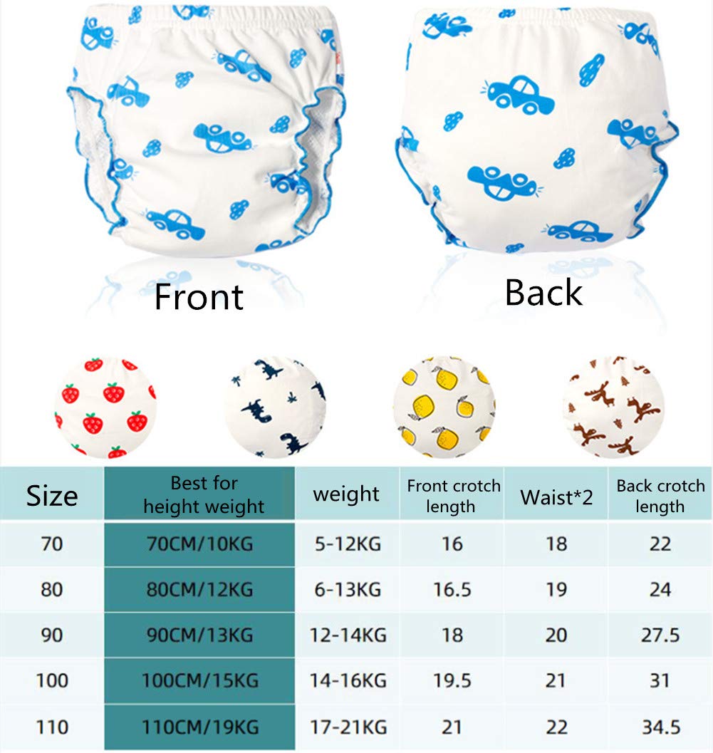 3/4/6 Pcs New Fashion Packs Potty Training Pants Reusable Morbuy Toddler Kid Boys Girls Soft Cotton Washable Anti Leakage Underwear Cute Cartoon Nappy Underpants for Unisex Baby