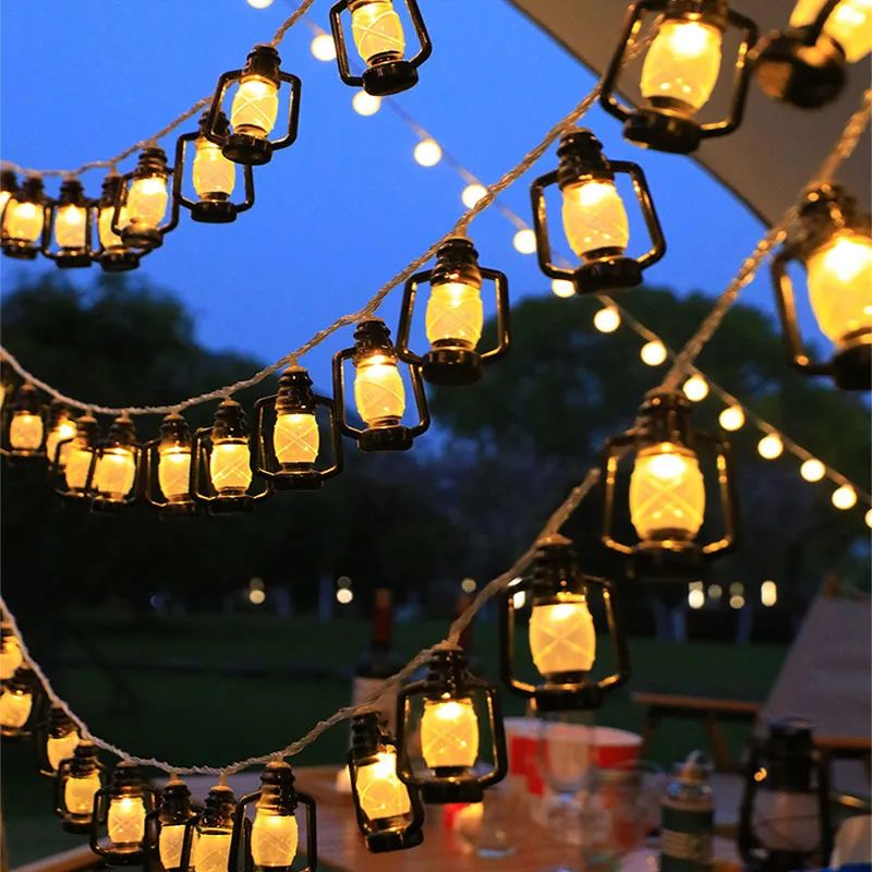 Solar Power Lantern String Lights Mini Retro Kerosene Lamp for Indoor Outdoor Patio Garden Holiday Home Ramadan Wedding Party Christmas Tree New Year Decorations, Kerosene Light for Patio Home