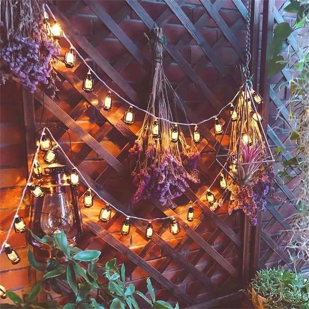 Solar Power Lantern String Lights Mini Retro Kerosene Lamp for Indoor Outdoor Patio Garden Holiday Home Ramadan Wedding Party Christmas Tree New Year Decorations, Kerosene Light for Patio Home