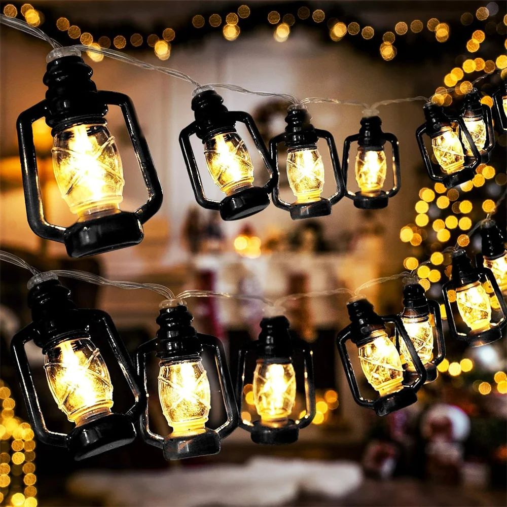 Solar Power Lantern String Lights Mini Retro Kerosene Lamp for Indoor Outdoor Patio Garden Holiday Home Ramadan Wedding Party Christmas Tree New Year Decorations, Kerosene Light for Patio Home