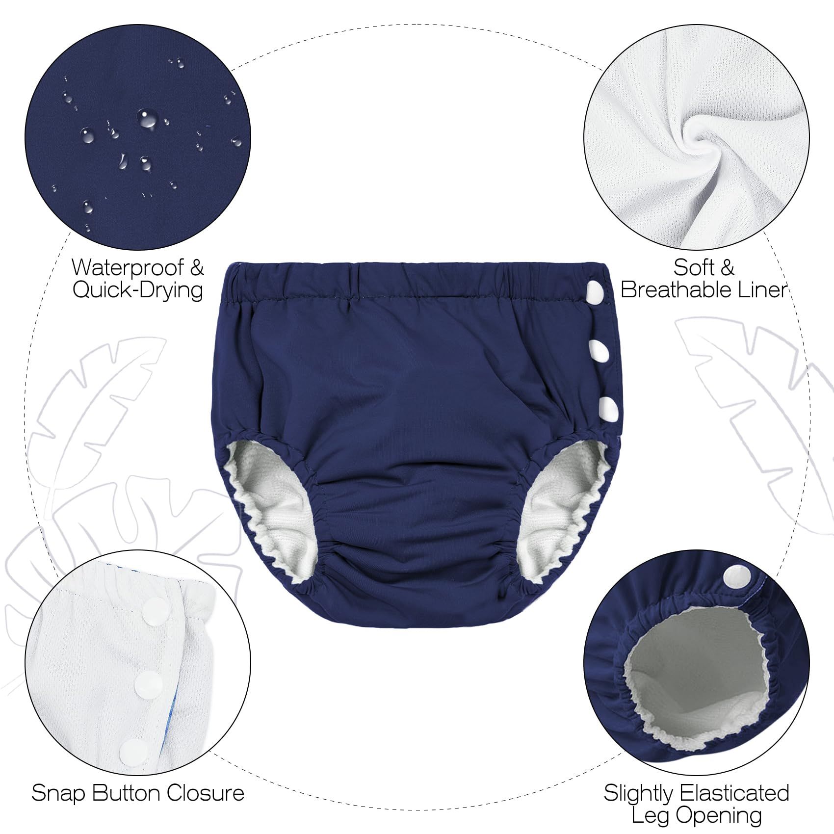 Reusable Swim Diapers Baby Swim Nappy Waterproof Swimwear Baby Reusable Cloth Diaper Infant Swimming Pool Pants Cute Sold Swimsuit Swim Diaper