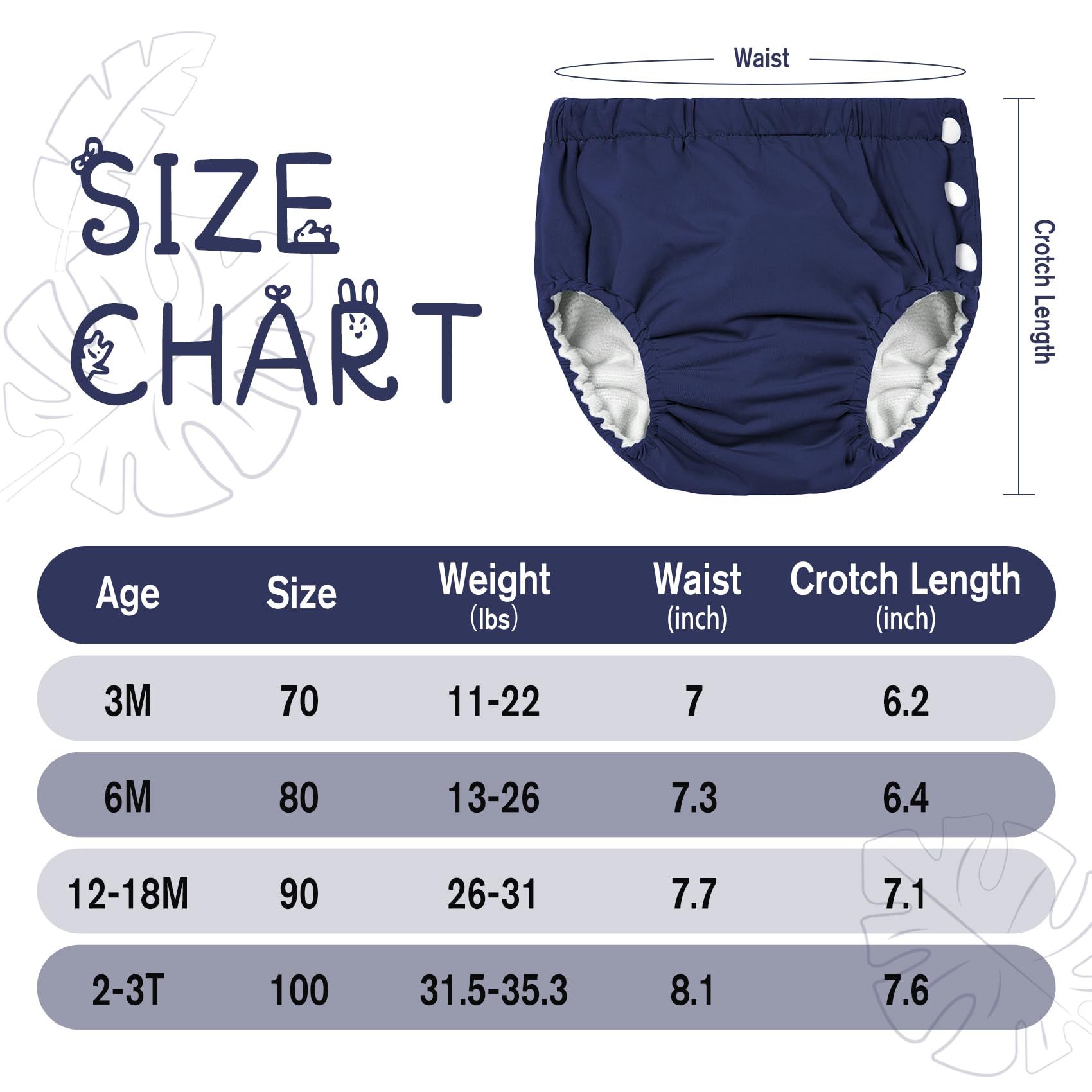 Reusable Swim Diapers Baby Swim Nappy Waterproof Swimwear Baby Reusable Cloth Diaper Infant Swimming Pool Pants Cute Sold Swimsuit Swim Diaper