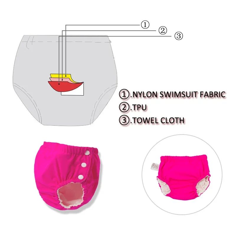 Reusable Swim Diapers Baby Swim Nappy Waterproof Swimwear Baby Reusable Cloth Diaper Infant Swimming Pool Pants Cute Sold Swimsuit Swim Diaper