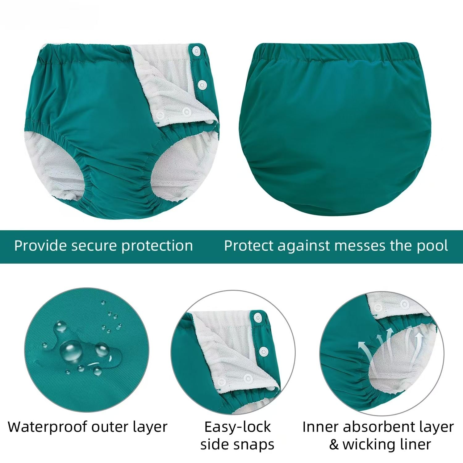 Reusable Swim Diapers Baby Swim Nappy Waterproof Swimwear Baby Reusable Cloth Diaper Infant Swimming Pool Pants Cute Sold Swimsuit Swim Diaper