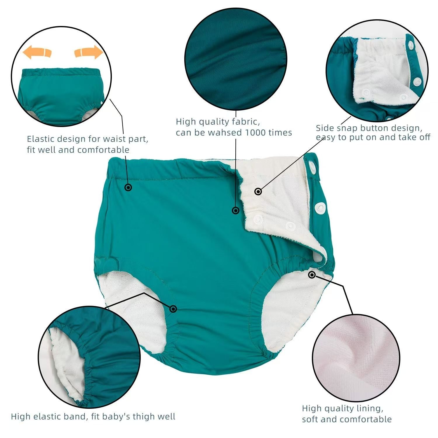 Reusable Swim Diapers Baby Swim Nappy Waterproof Swimwear Baby Reusable Cloth Diaper Infant Swimming Pool Pants Cute Sold Swimsuit Swim Diaper