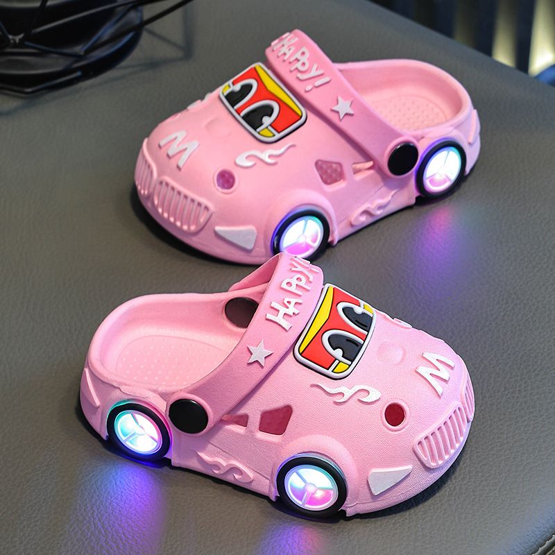 Kids Sandals Hole Children's Sparkle Shoes Slippers Soft Anti-Skid Cartoon DIY Design Hole Baby Shoes Sandy Beach For Boys Girls Car Slippers Toddler Clogs Cute Funny Indoor Outdoor House Novelty