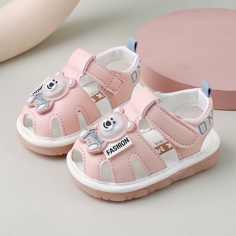 Baby walking shoes summer new forboys flash light shoe soft soled non slip sandals for girl cute and sound making boys shoes baby squeak sandals summer flashing light shoes for child