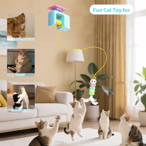 Electric Interactive Cat Teasing Stick Toy Elastic Rope Automatic Flying Bird Cat Toy Pet Stress Relief Toys For Cats  Automatic Cat Toys with Detachable Design Kitten Toys for Indoor Cats Self Play