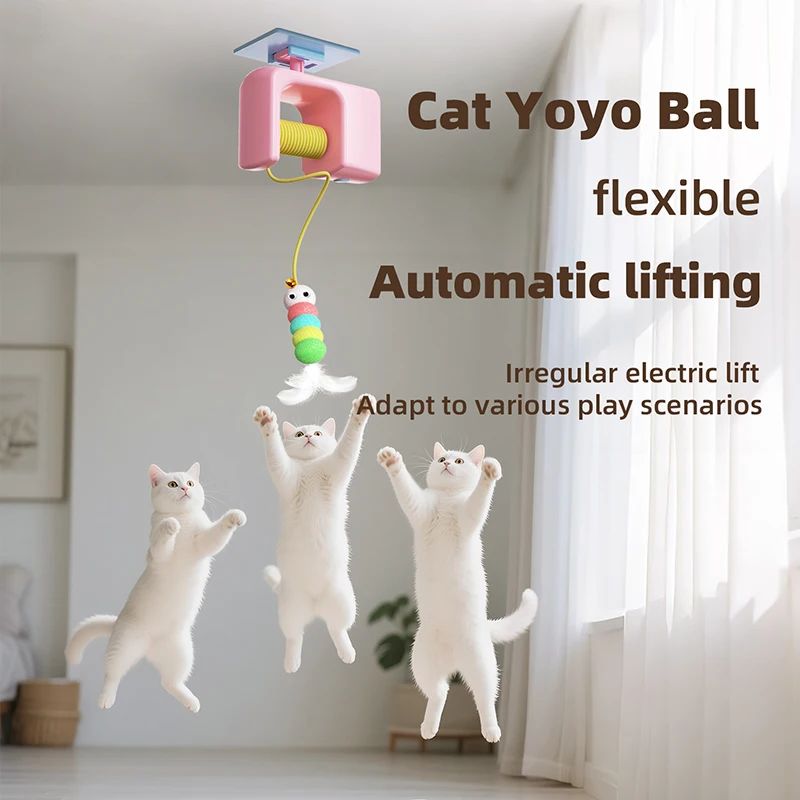 Electric Interactive Cat Teasing Stick Toy Elastic Rope Automatic Flying Bird Cat Toy Pet Stress Relief Toys For Cats  Automatic Cat Toys with Detachable Design Kitten Toys for Indoor Cats Self Play