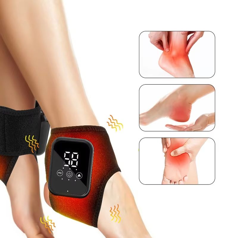 Electric Foot Wrist Ankle Massager for Pain Relief Ankle Heating Pad with Massage Ankle Massager for Circulation and Pain Relief Heated Ankle Brace Wrap USB Rechargeable Heated Brace with LCD Display